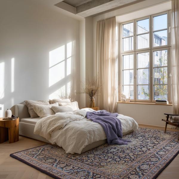 Oriental carpet Kashmar with intricate border and floral design